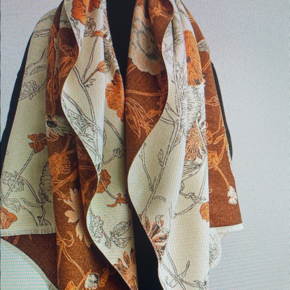 Floral Orange and Cream Scarf